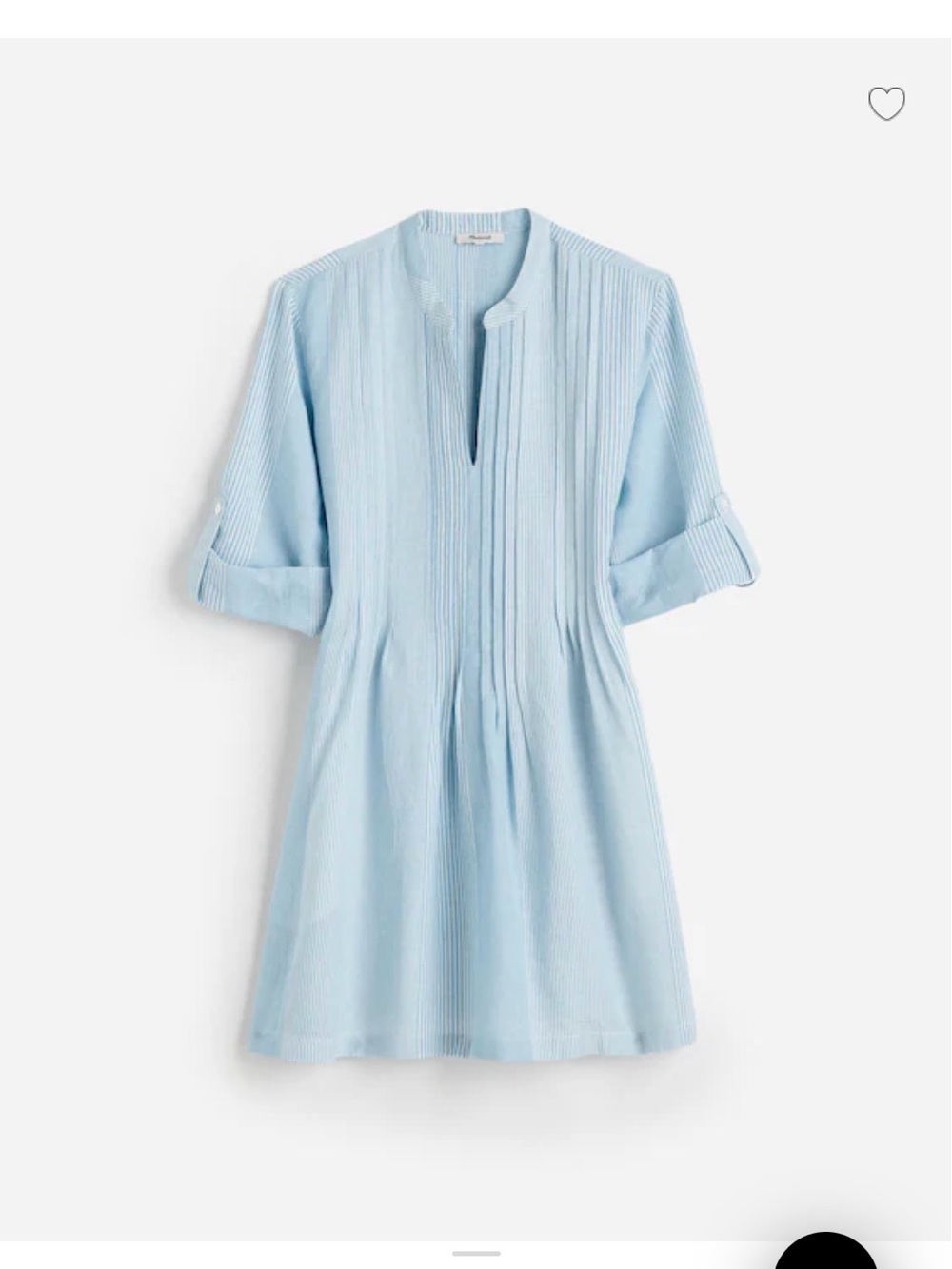 Madewell pleated split neck mini shirtdress in stripe